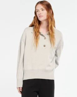 Women Barrie Cashmere polo collar jumper