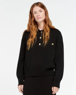 Women Barrie Cashmere polo collar jumper
