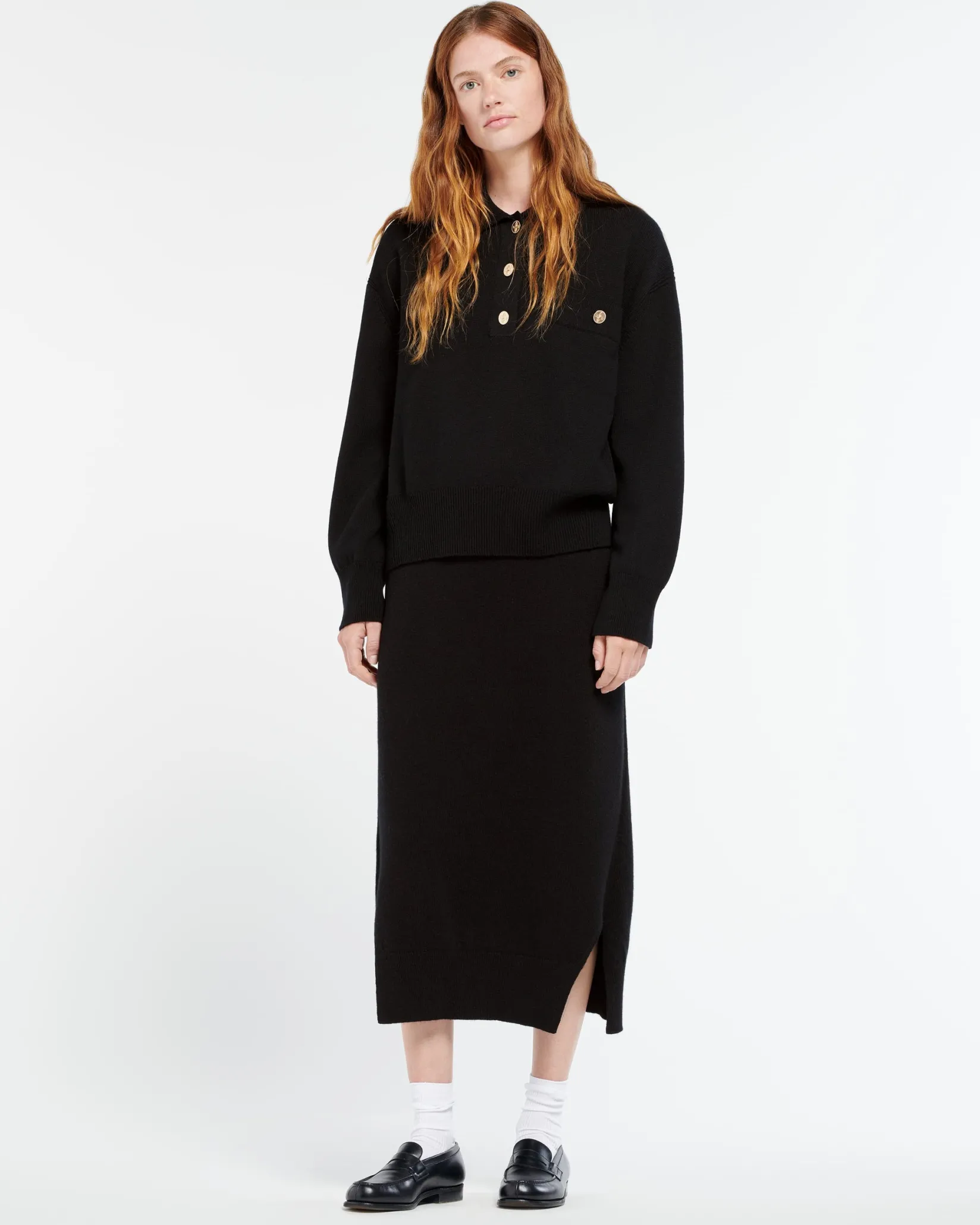 Women Barrie Cashmere polo collar jumper