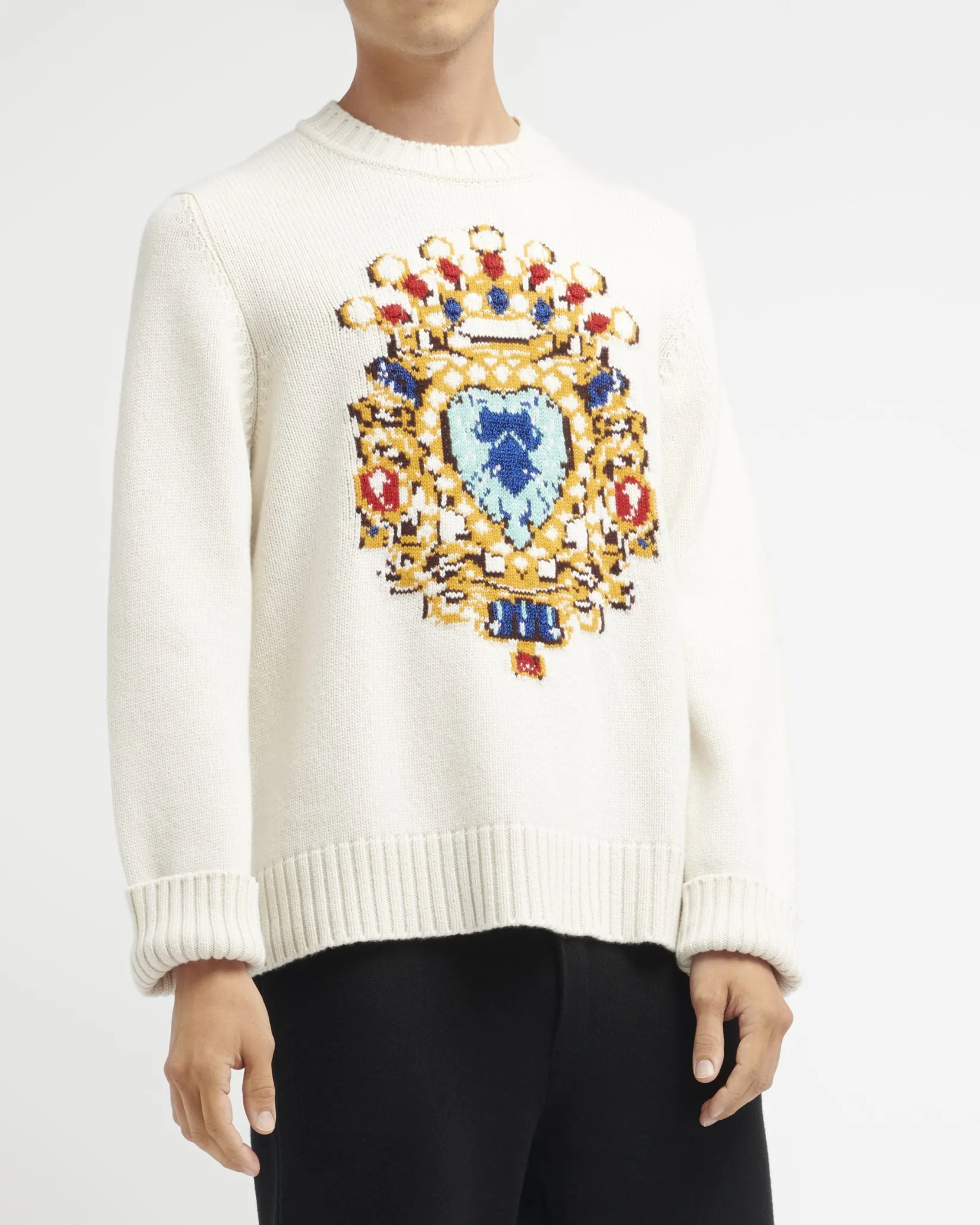 Barrie Cashmere round-neck jumper with jewel pattern