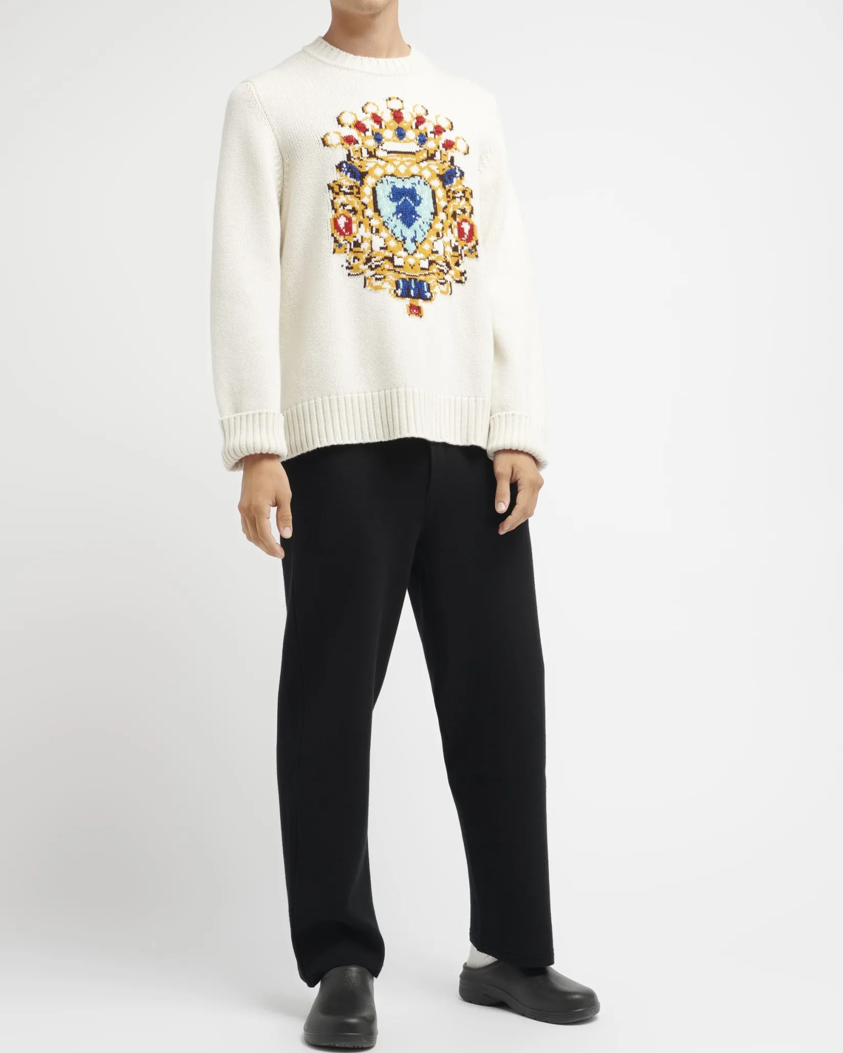 Barrie Cashmere round-neck jumper with jewel pattern