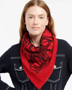 Women Barrie Cashmere scarf with floral motif