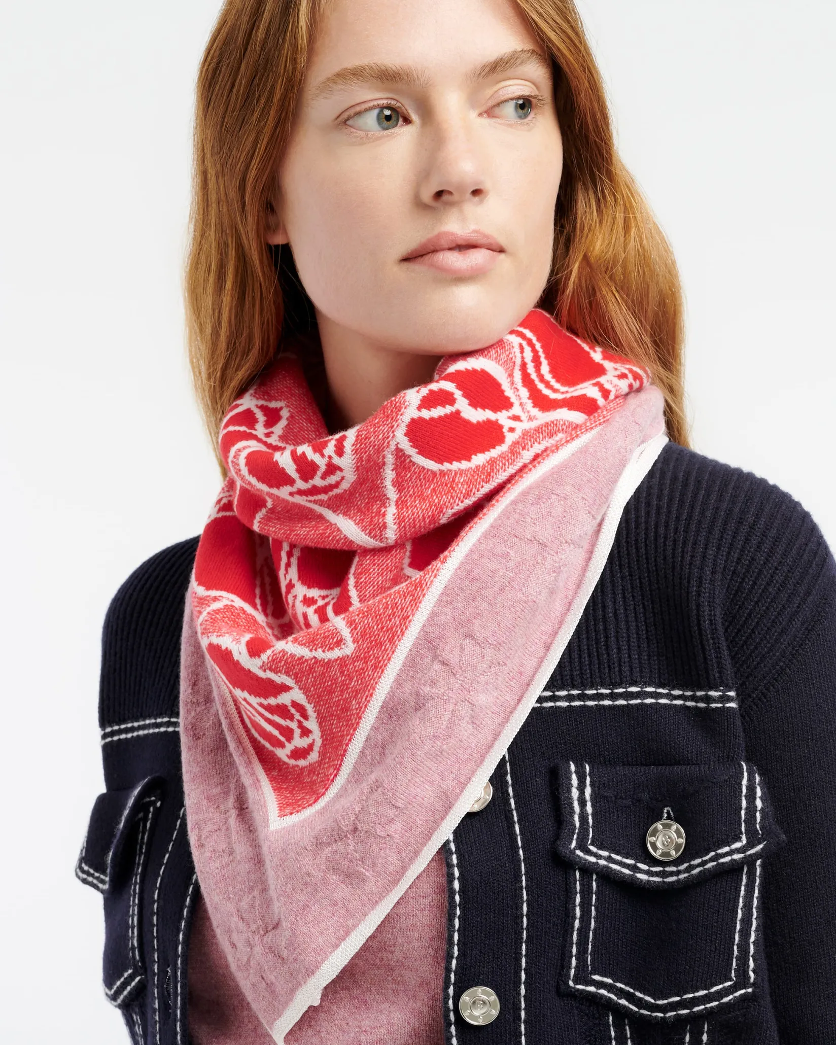 Women Barrie Cashmere scarf with floral motif