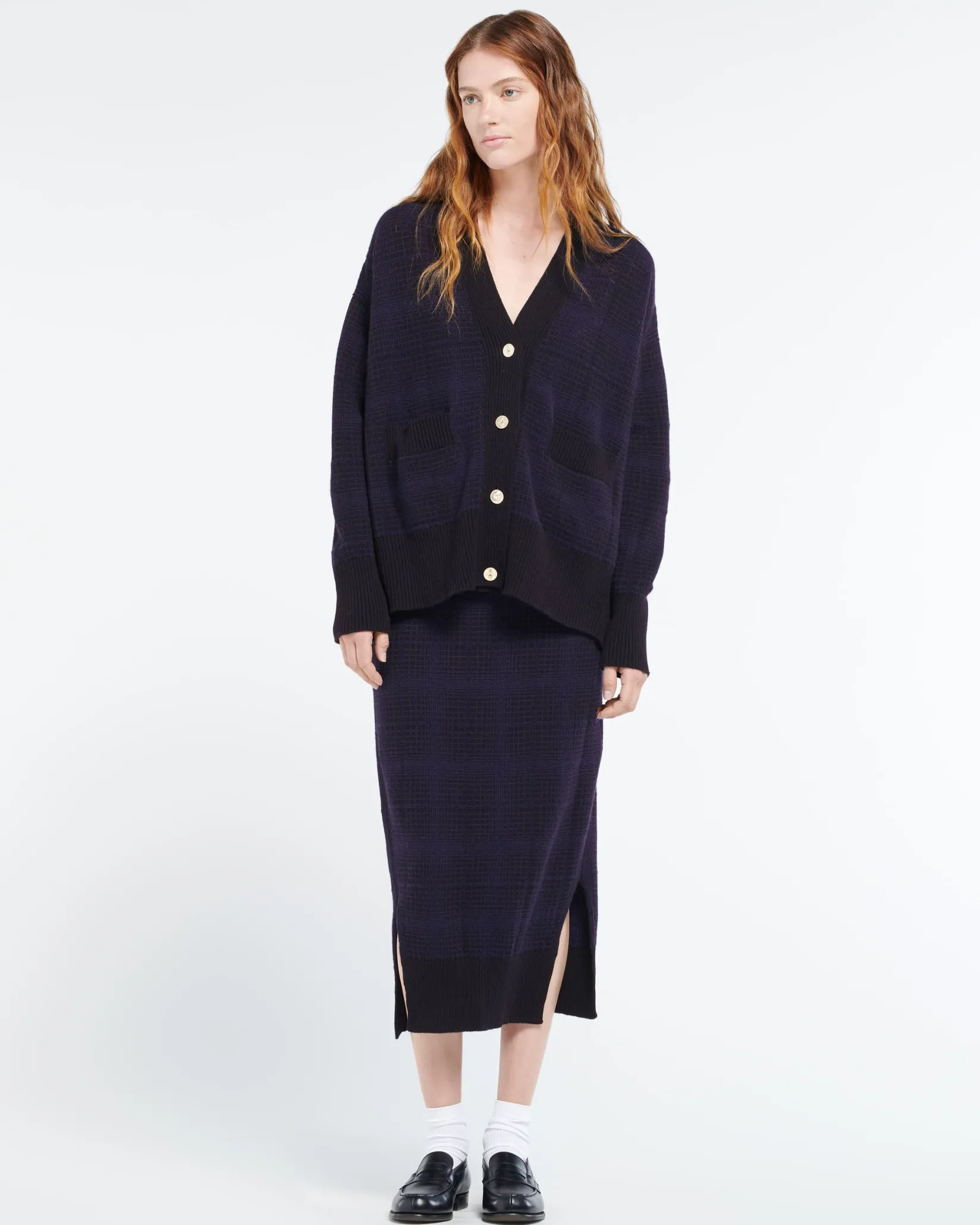 Women Barrie Cashmere skirt with a tartan motif