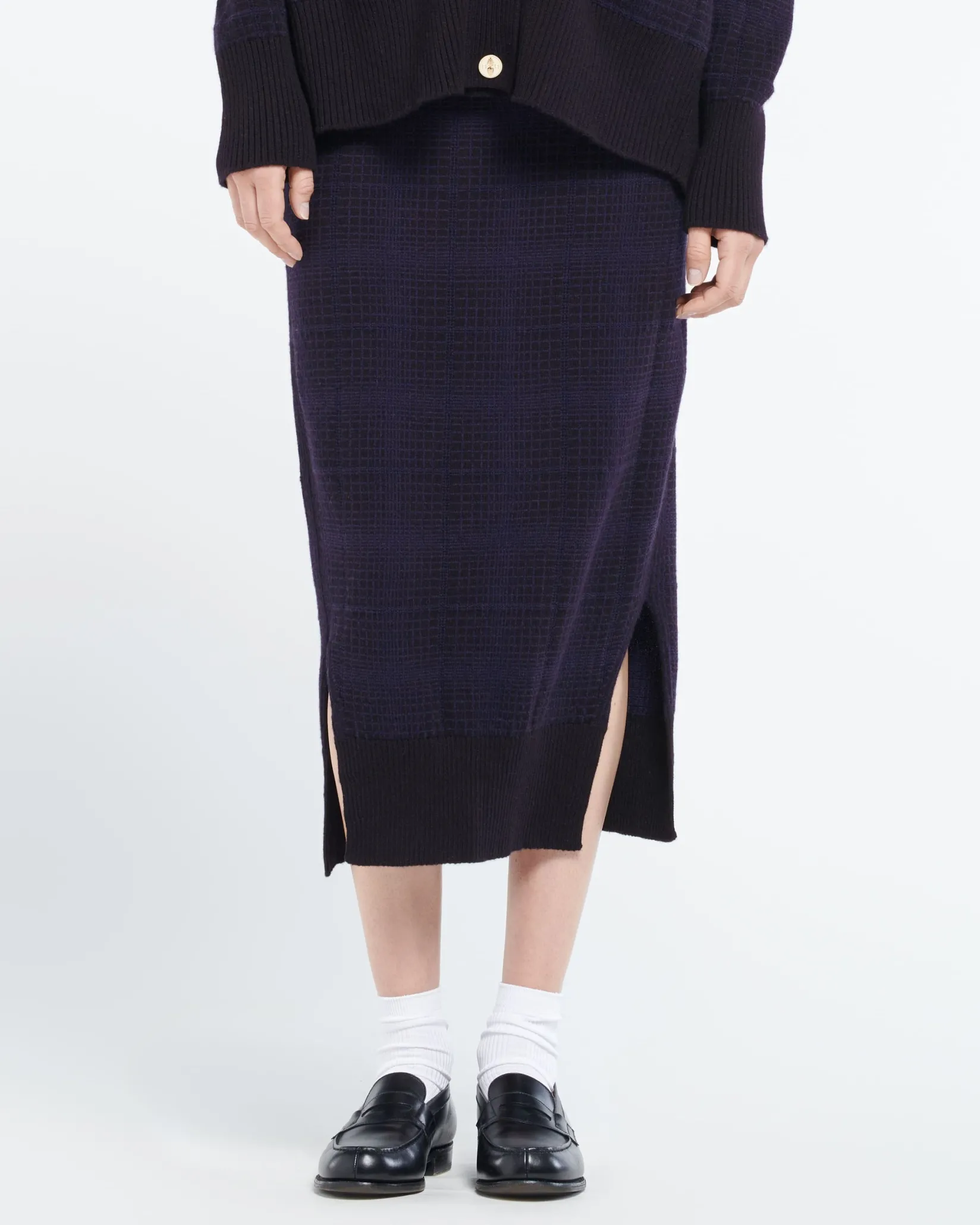 Women Barrie Cashmere skirt with a tartan motif