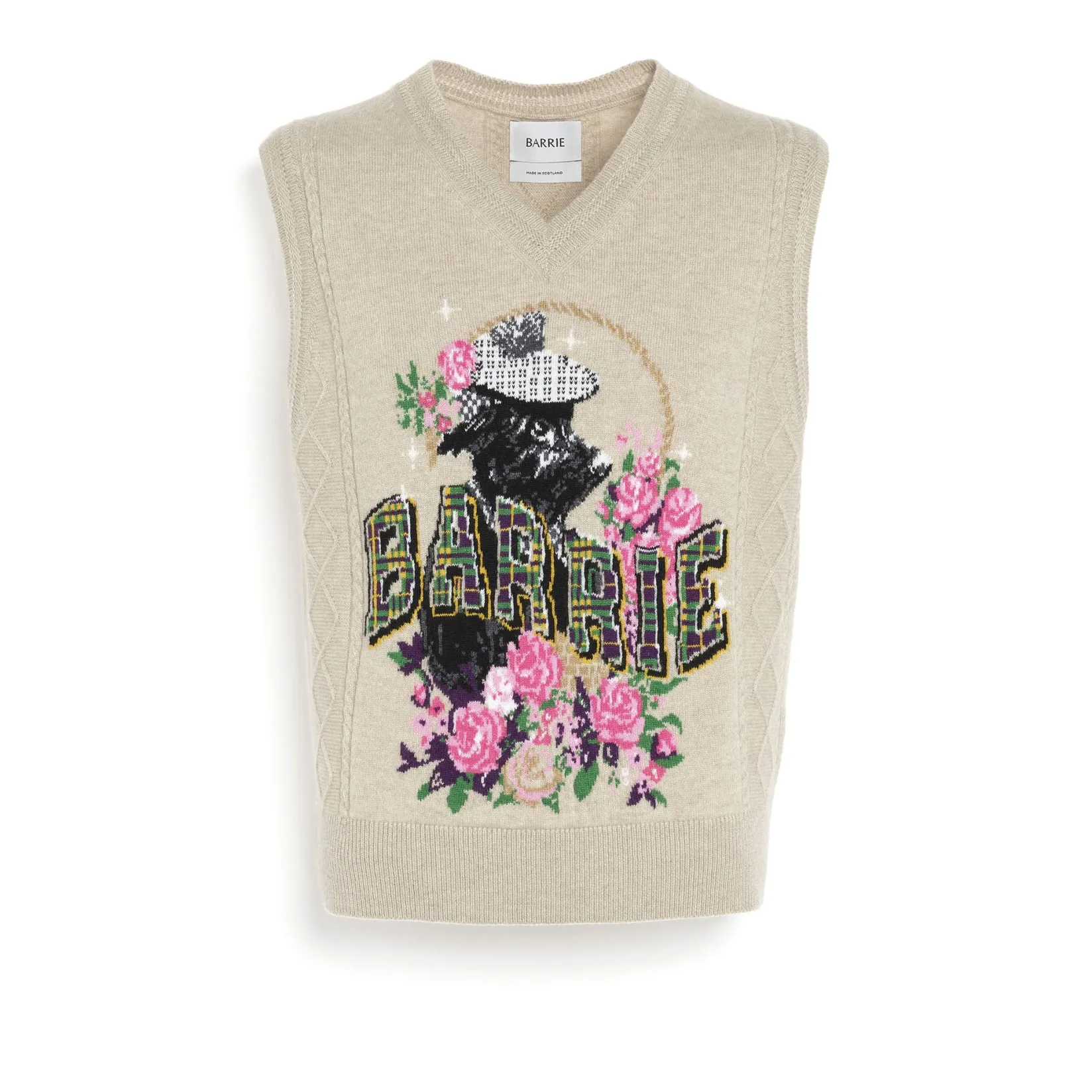 Women Barrie Cashmere sleeveless jumper with "Scottie" motif