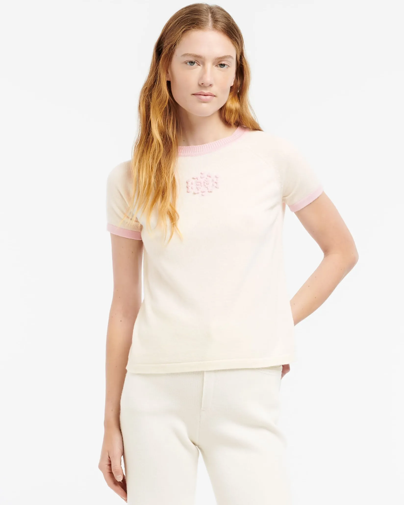 Women Barrie Cashmere top with B logo