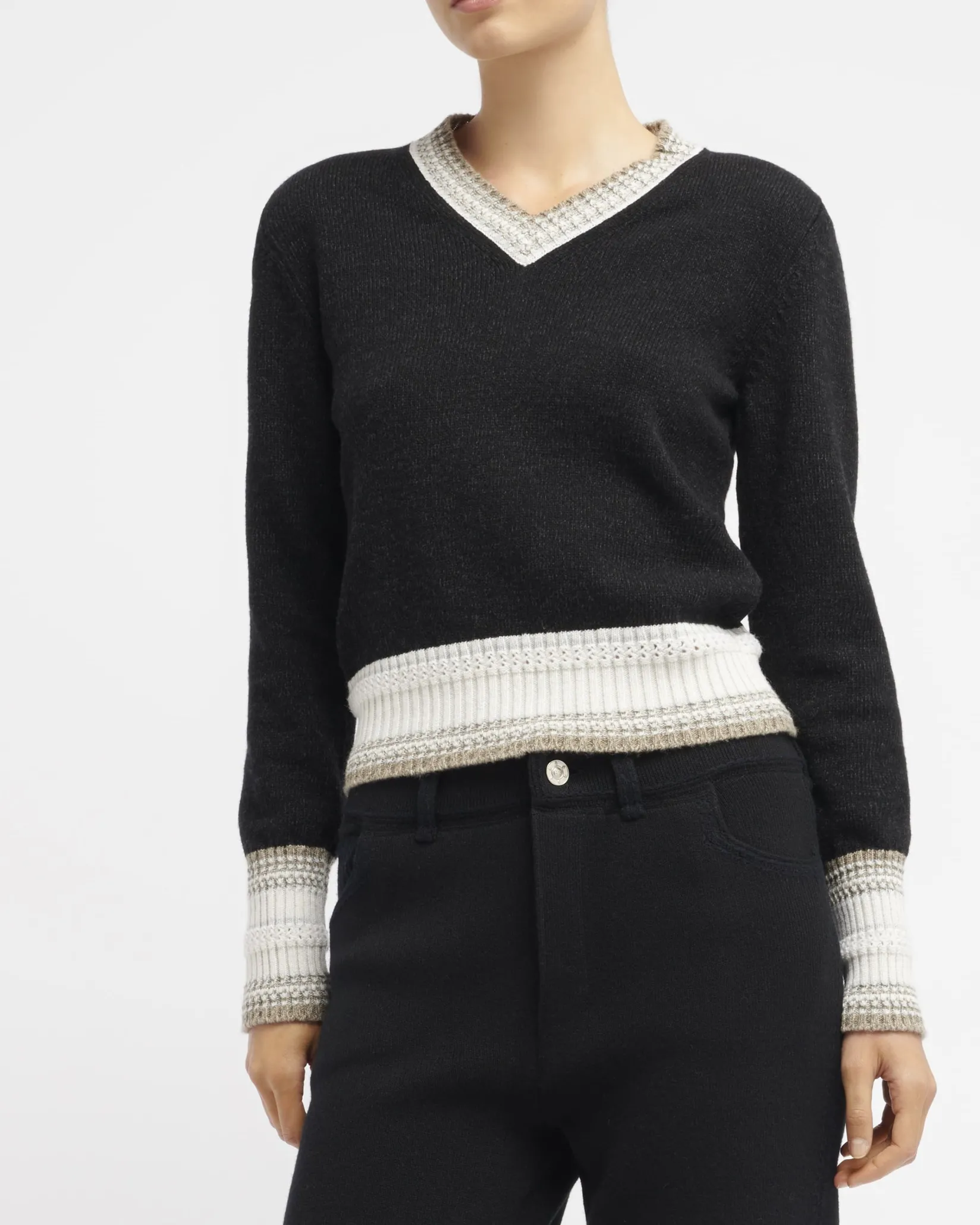Women Barrie Cashmere V-neck jumper