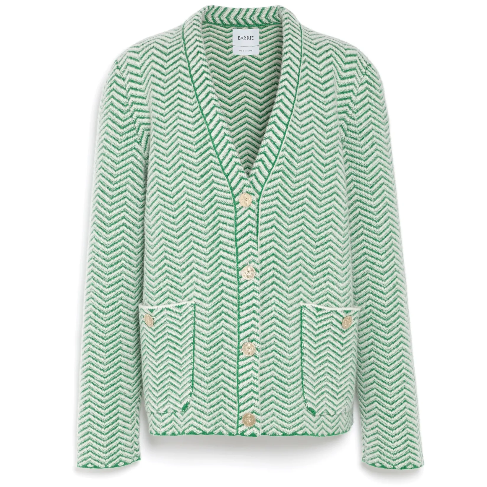 Women Barrie Cashmere, wool and silk tailored jacket with a chevron motif