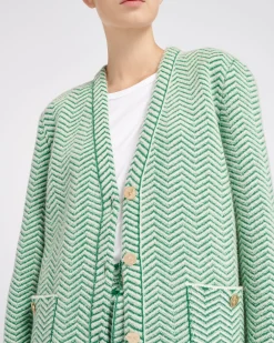 Women Barrie Cashmere, wool and silk tailored jacket with a chevron motif