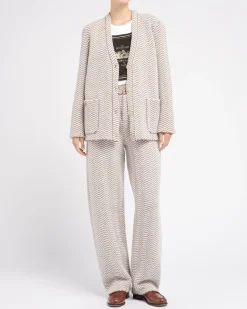 Women Barrie Cashmere, wool and silk tailored jacket with a chevron motif