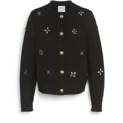 Women Barrie Chunky cashmere cardigan with gold buttons with embroidery
