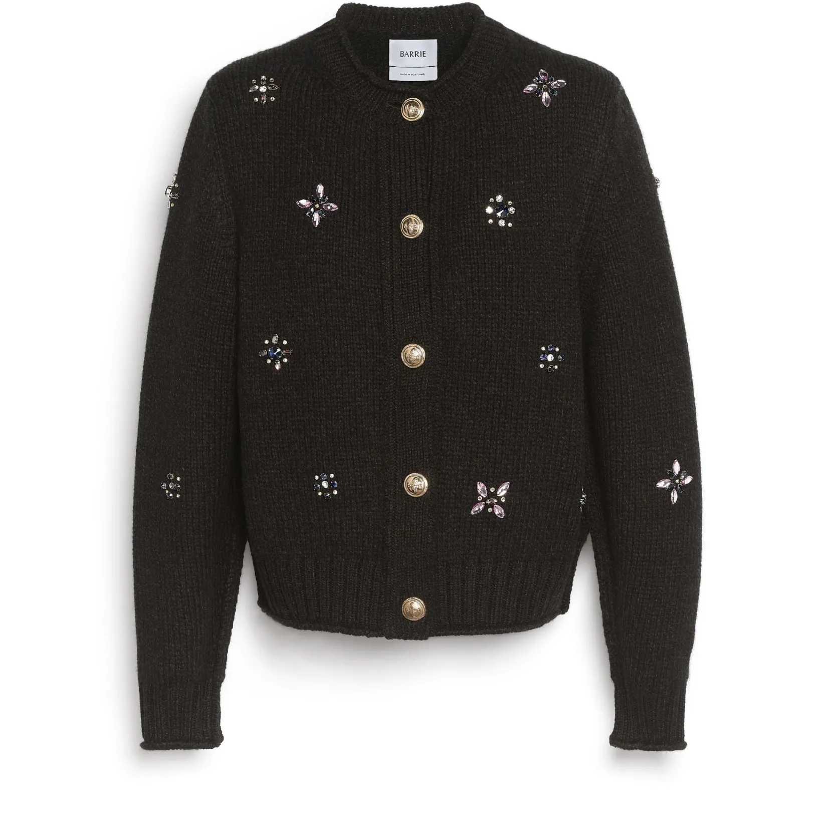 Women Barrie Chunky cashmere cardigan with gold buttons with embroidery
