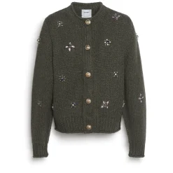 Women Barrie Chunky cashmere cardigan with gold buttons with embroidery