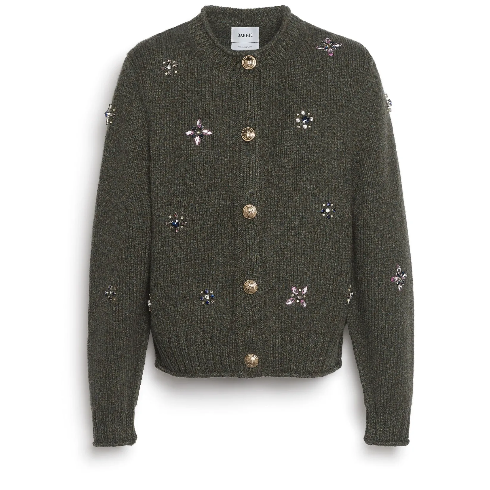 Women Barrie Chunky cashmere cardigan with gold buttons with embroidery