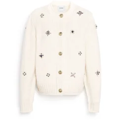 Women Barrie Chunky cashmere cardigan with gold buttons with embroidery