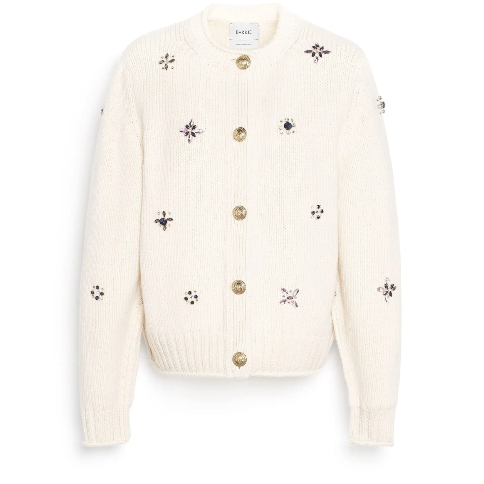 Women Barrie Chunky cashmere cardigan with gold buttons with embroidery