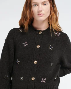Women Barrie Chunky cashmere cardigan with gold buttons with embroidery