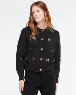 Women Barrie Chunky cashmere cardigan with gold buttons with embroidery