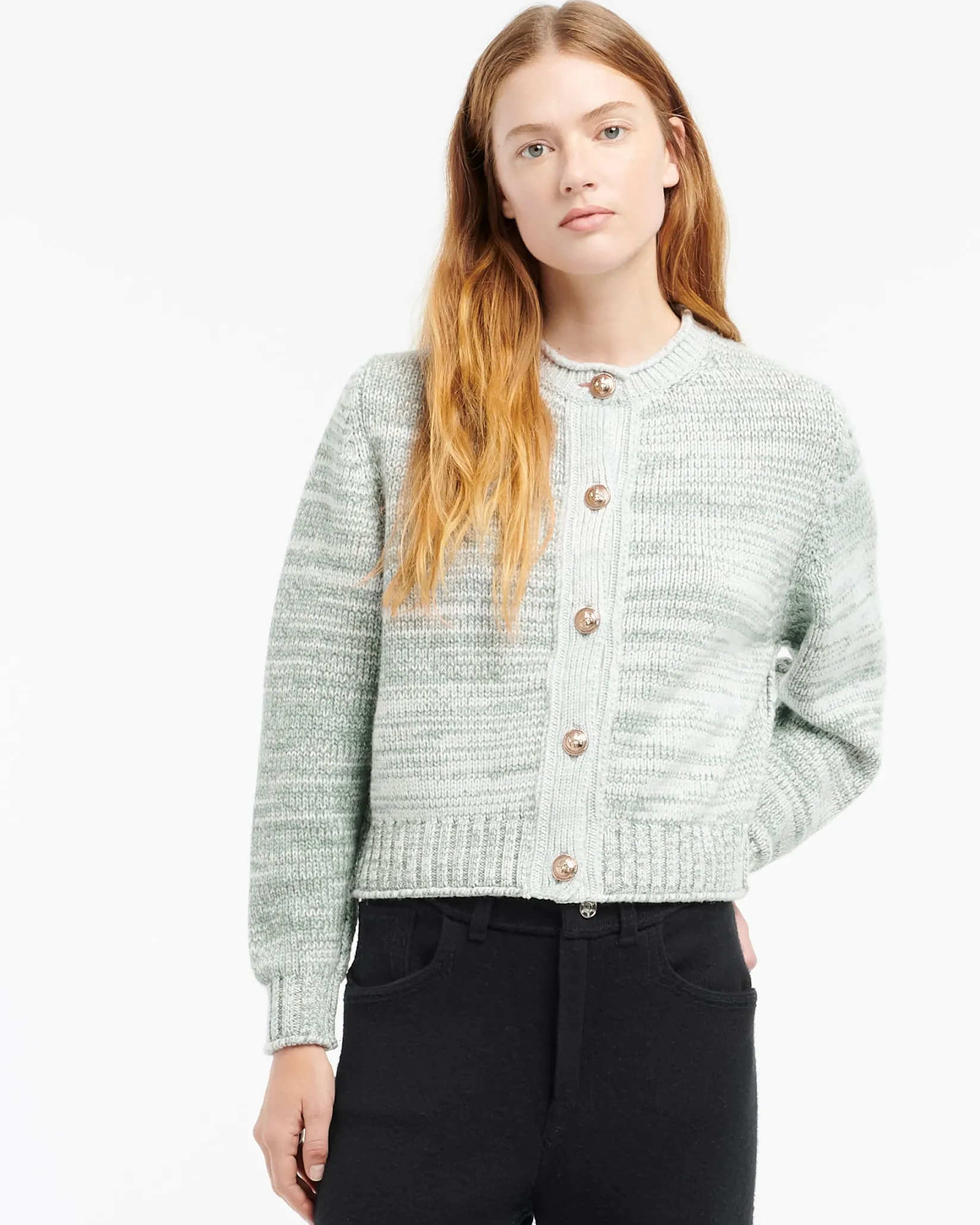 Women Barrie Chunky cashmere cardigan with gold buttons