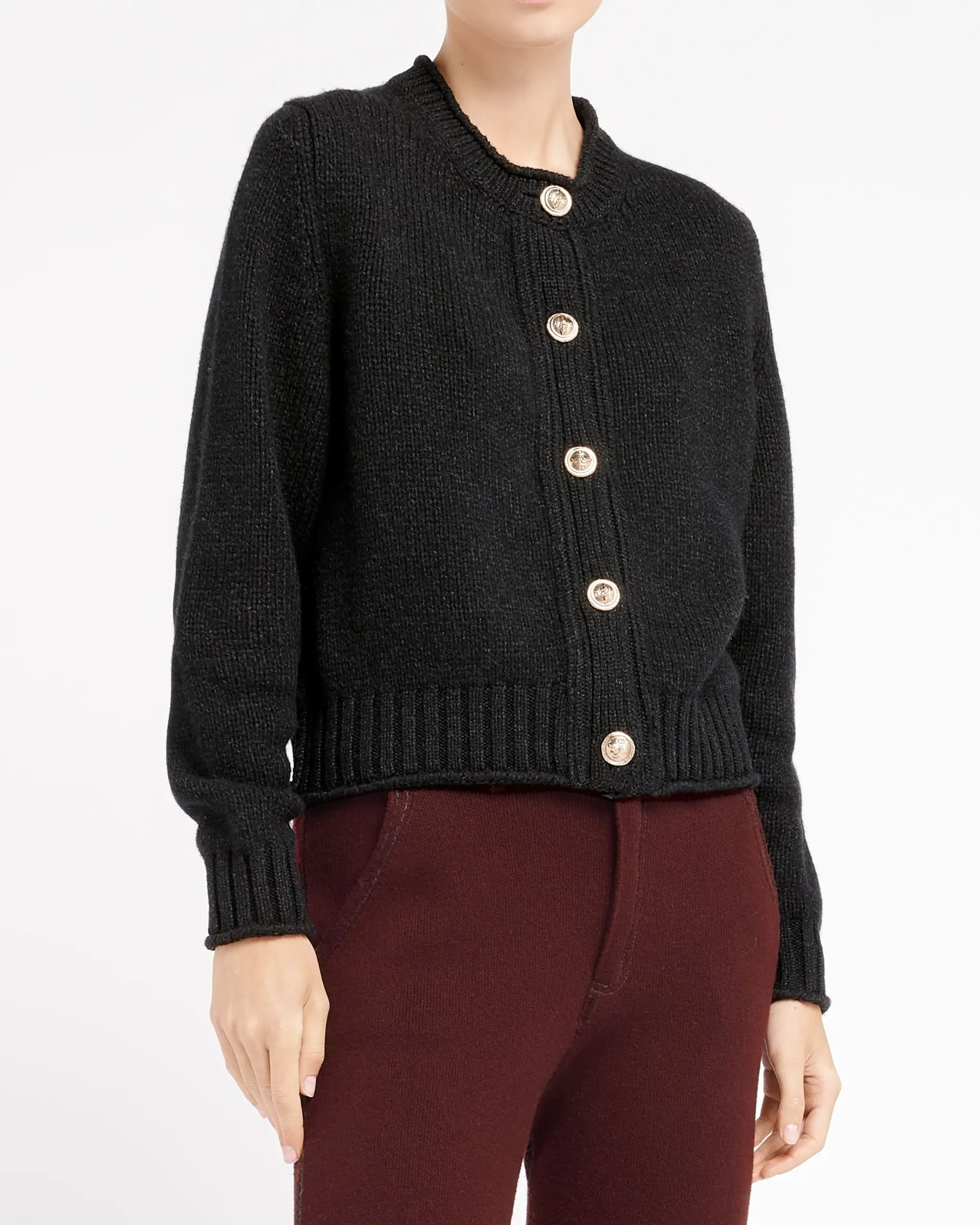 Women Barrie Chunky cashmere cardigan with gold buttons