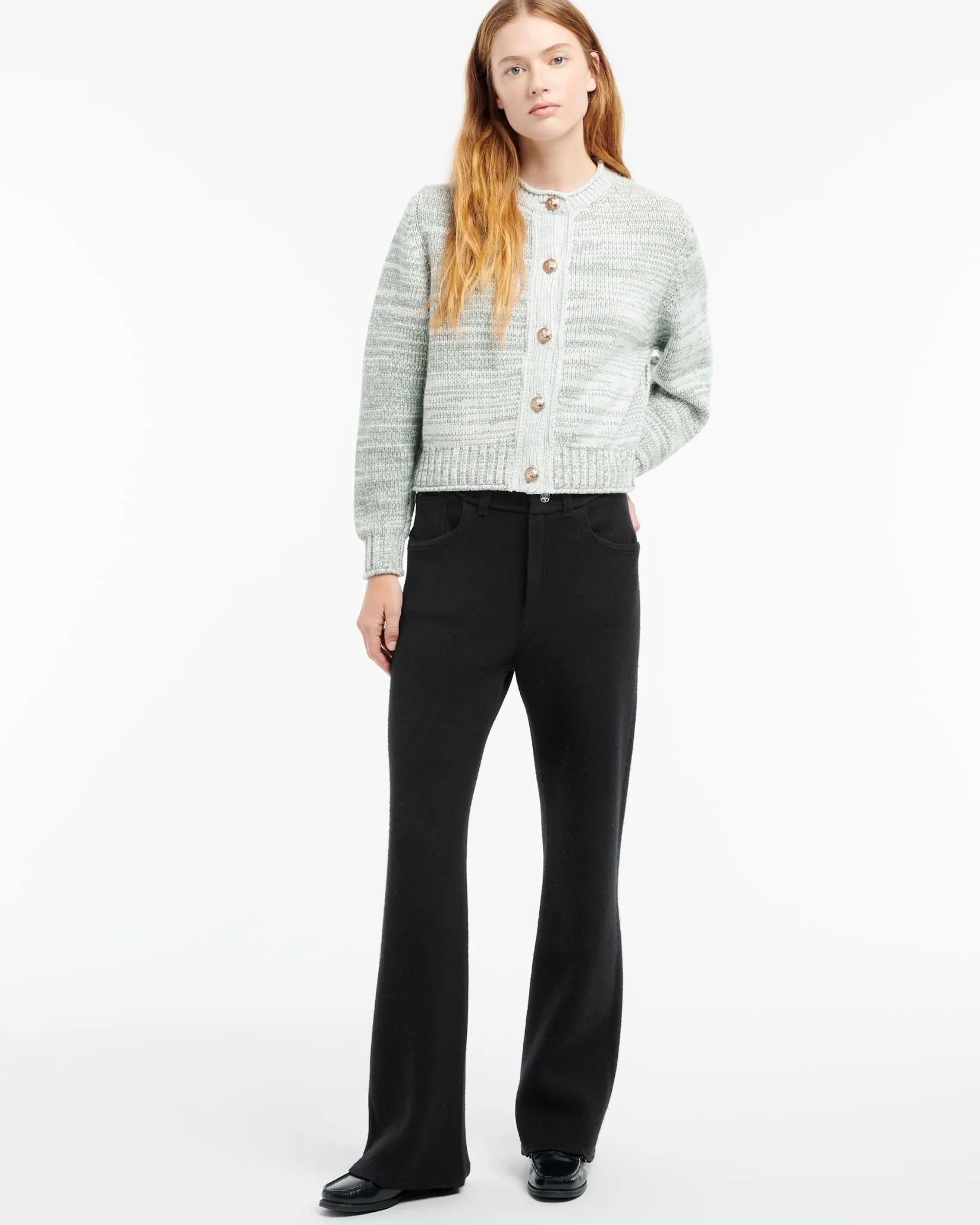 Women Barrie Chunky cashmere cardigan with gold buttons