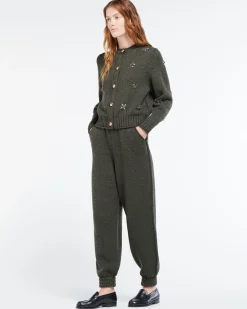 Women Barrie Chunky cashmere cardigan with gold buttons with embroidery
