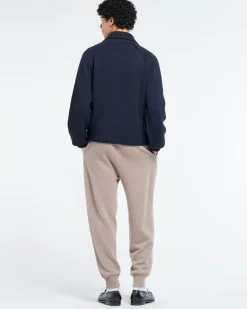Barrie Chunky cashmere cardigan with polo collar and gold buttons