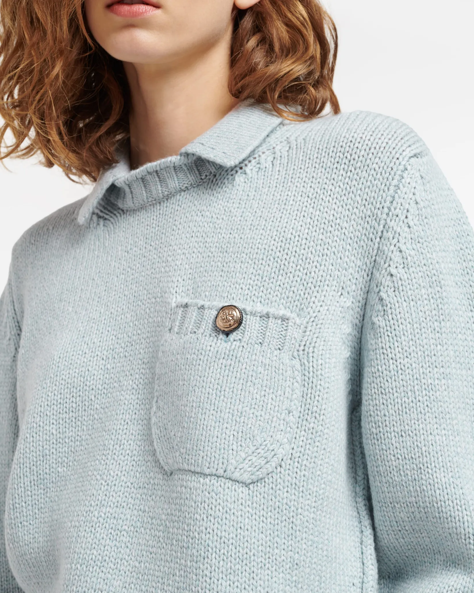 Women Barrie Chunky cashmere jumper with polo shirt collar