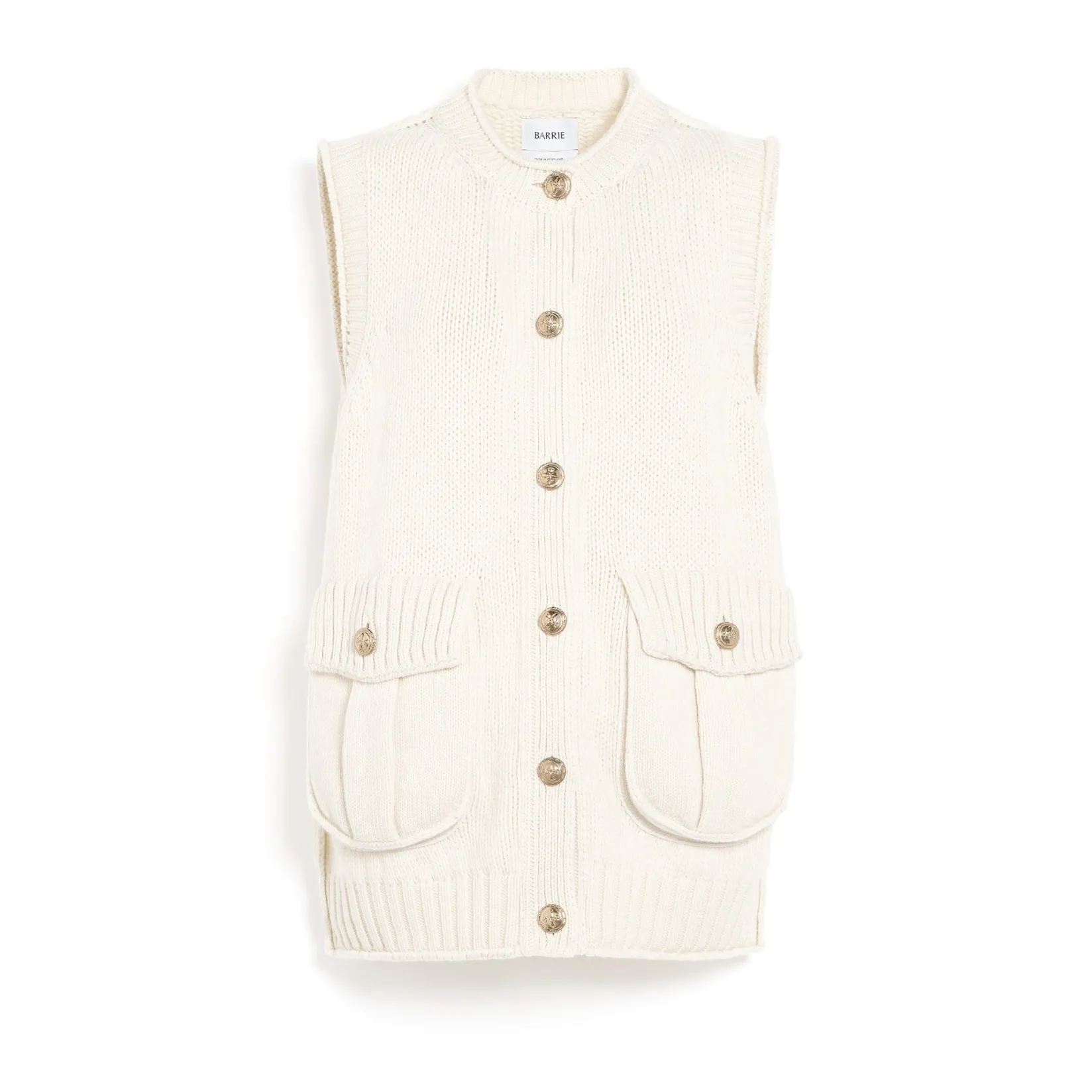 Women Barrie Chunky sleeveless cardigan with gold buttons