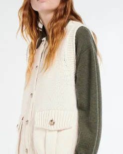 Women Barrie Chunky sleeveless cardigan with gold buttons