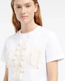 Women Barrie Cropped T-shirt with logo cashmere patch