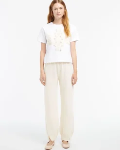 Women Barrie Cropped T-shirt with logo cashmere patch