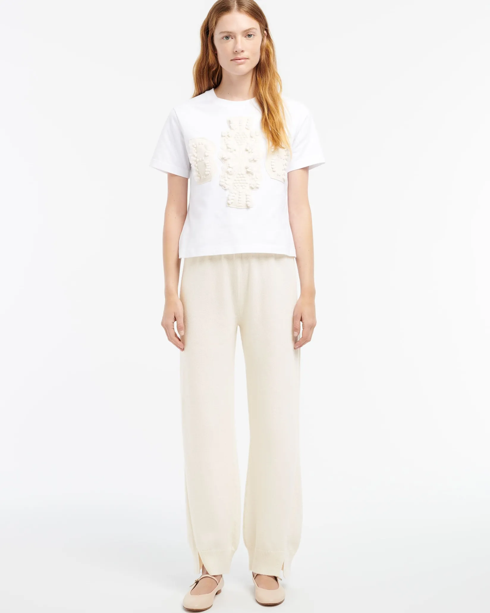 Women Barrie Cropped T-shirt with logo cashmere patch