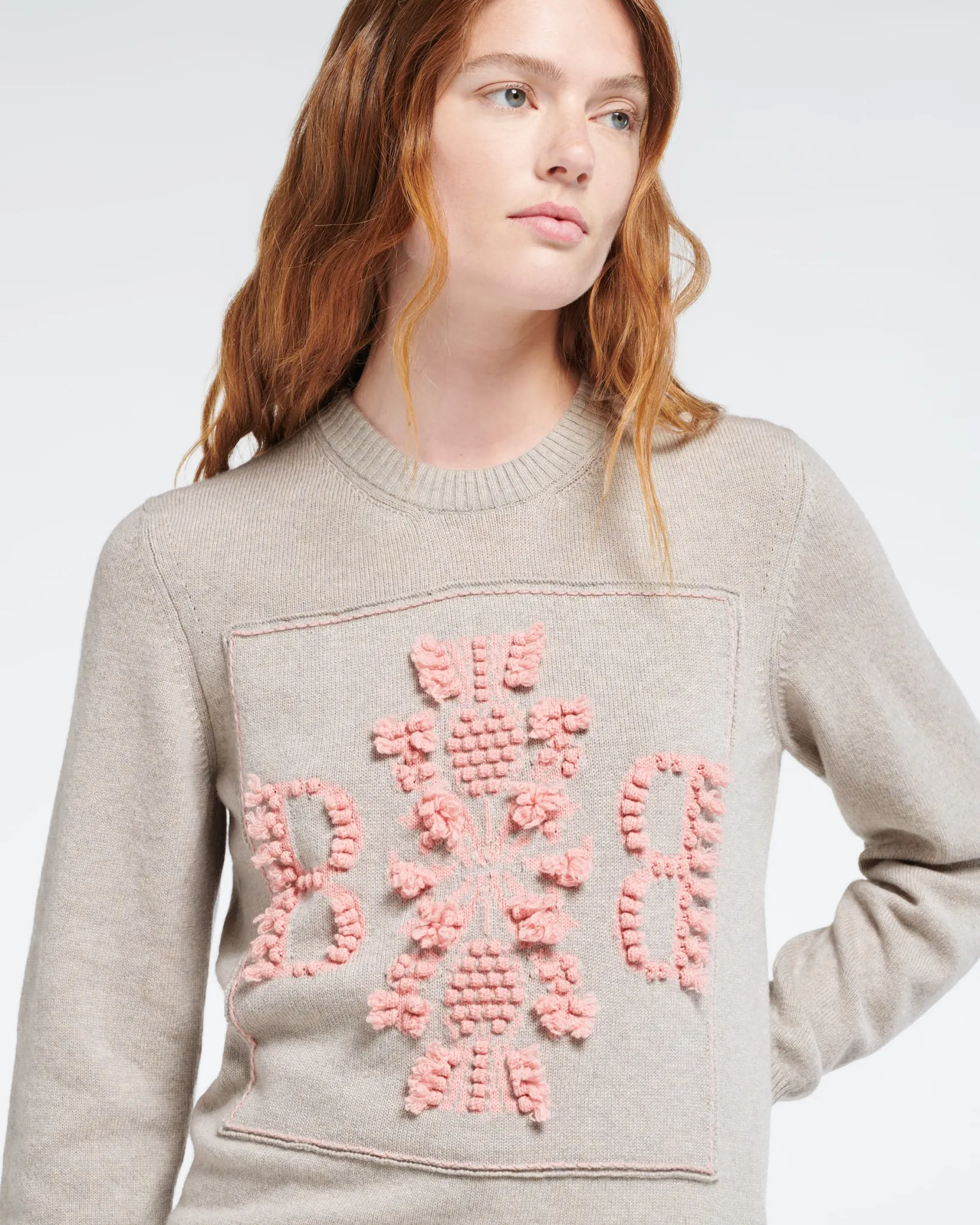 Women Barrie 3D cashmere logo round-neck jumper