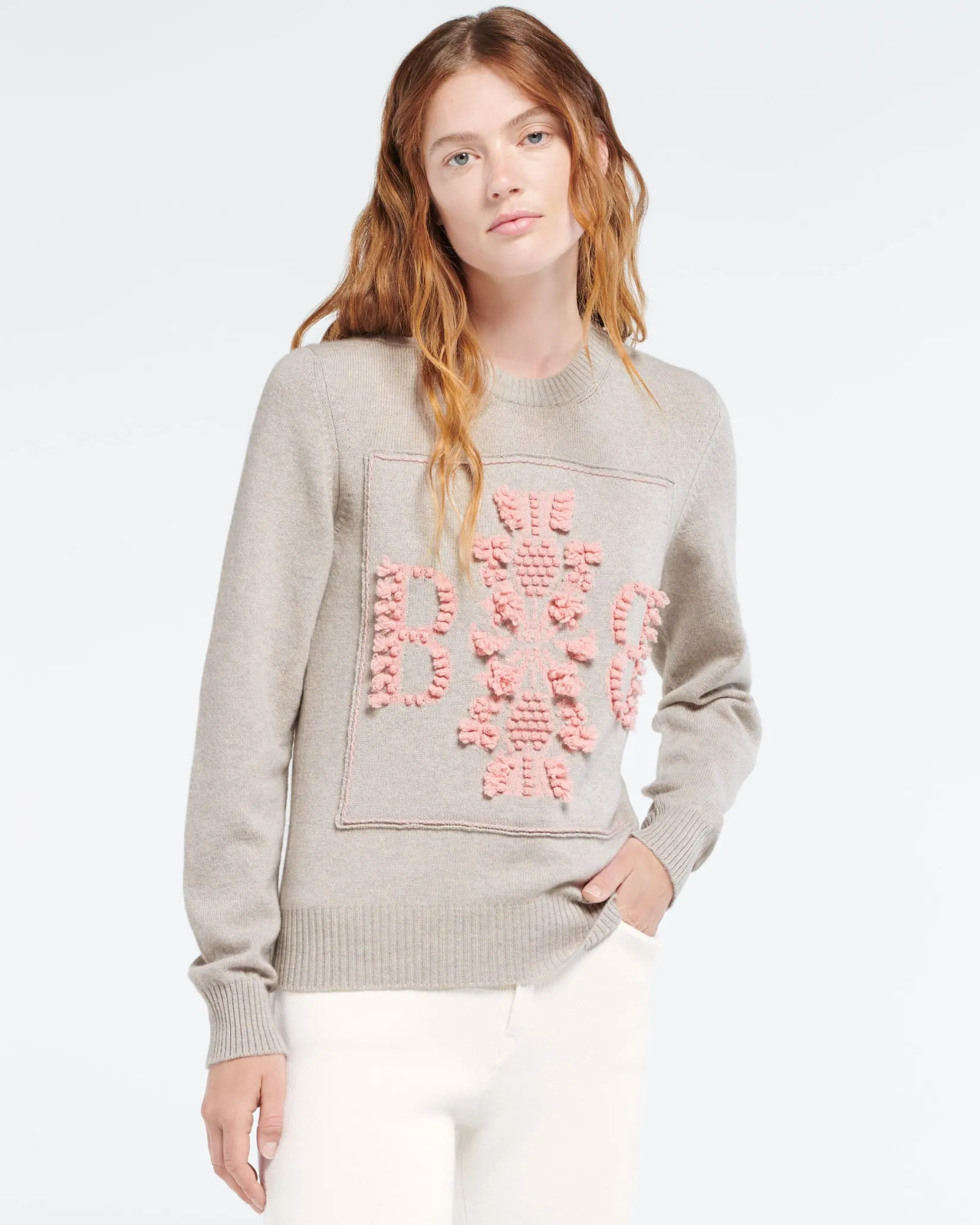 Women Barrie 3D cashmere logo round-neck jumper