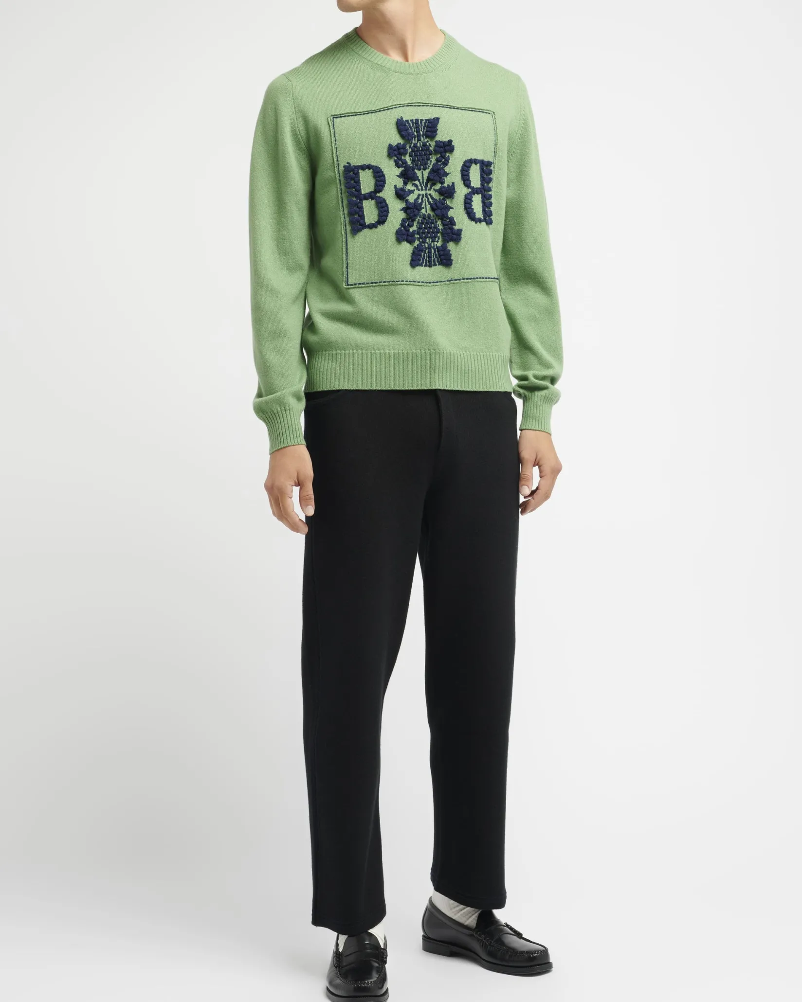 Barrie 3D cashmere logo round-neck jumper