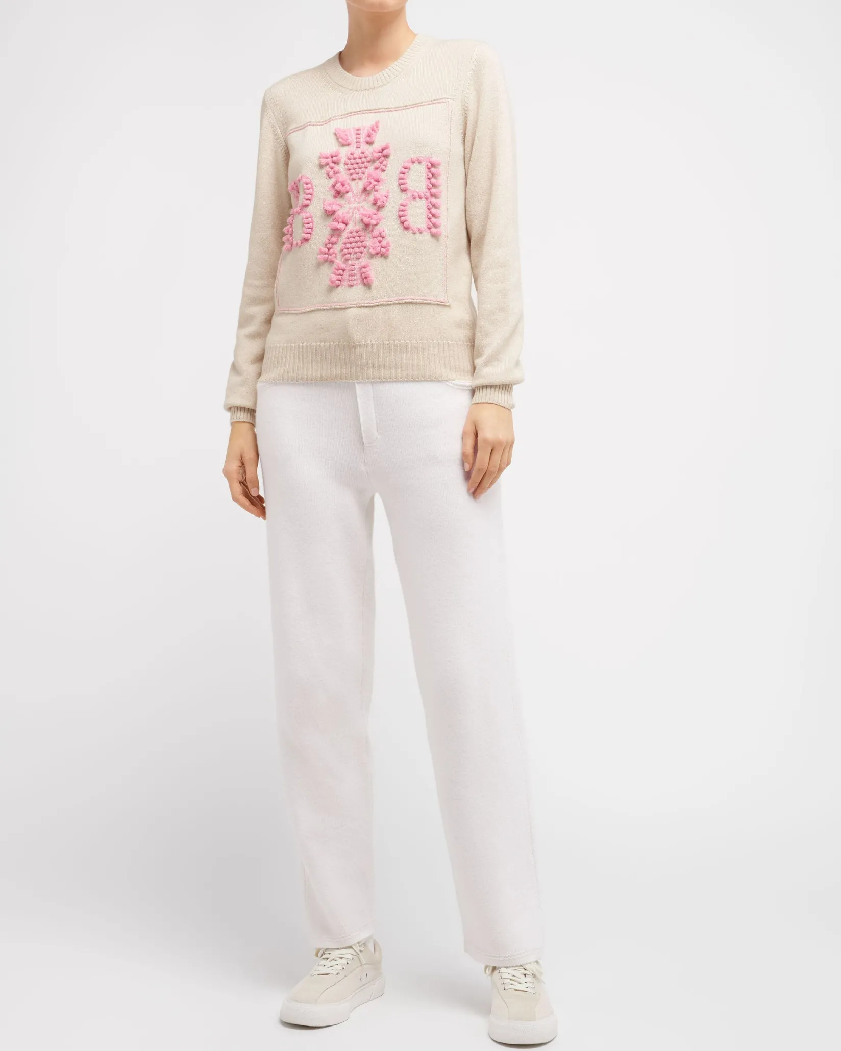 Women Barrie 3D cashmere logo round-neck jumper