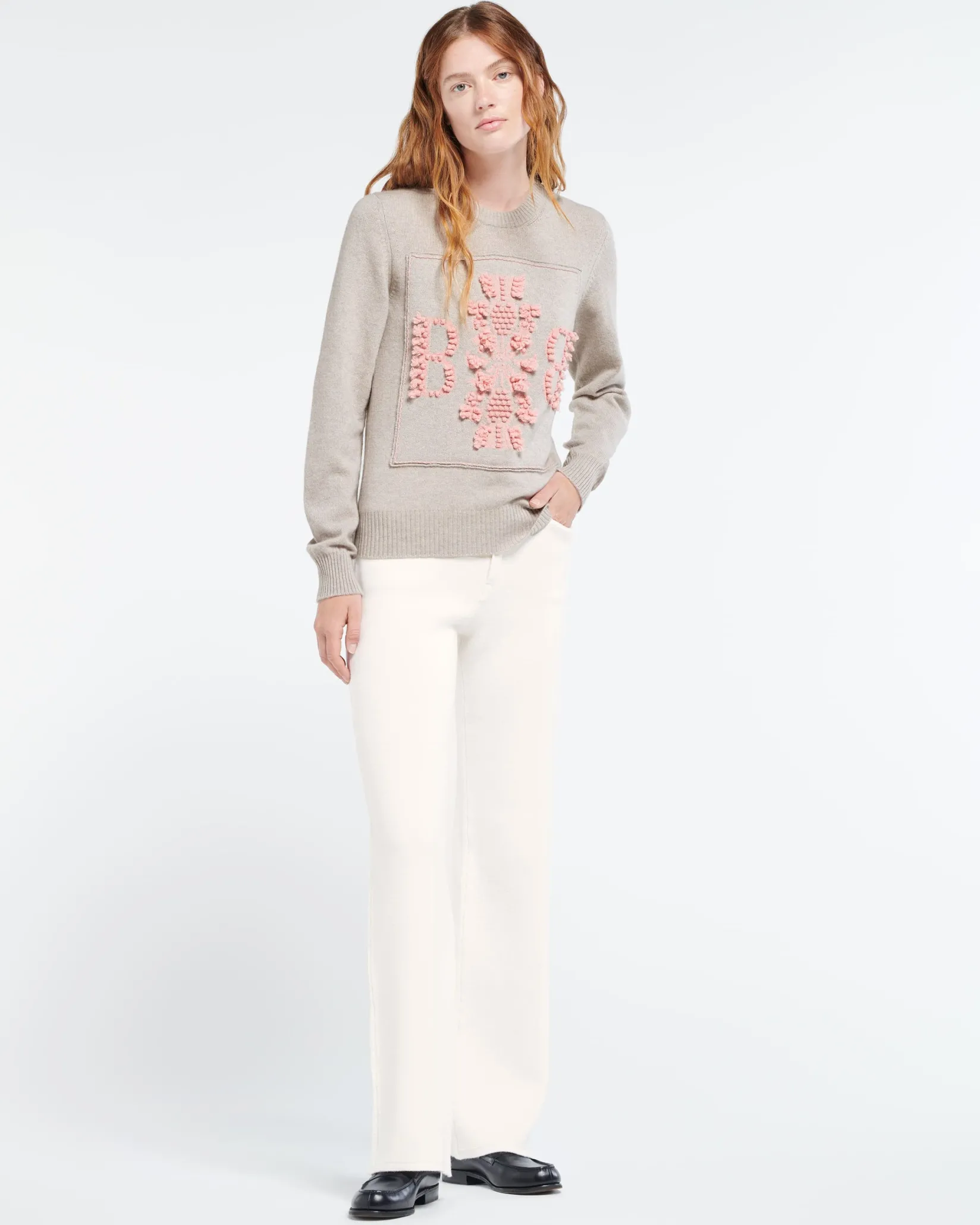 Women Barrie 3D cashmere logo round-neck jumper