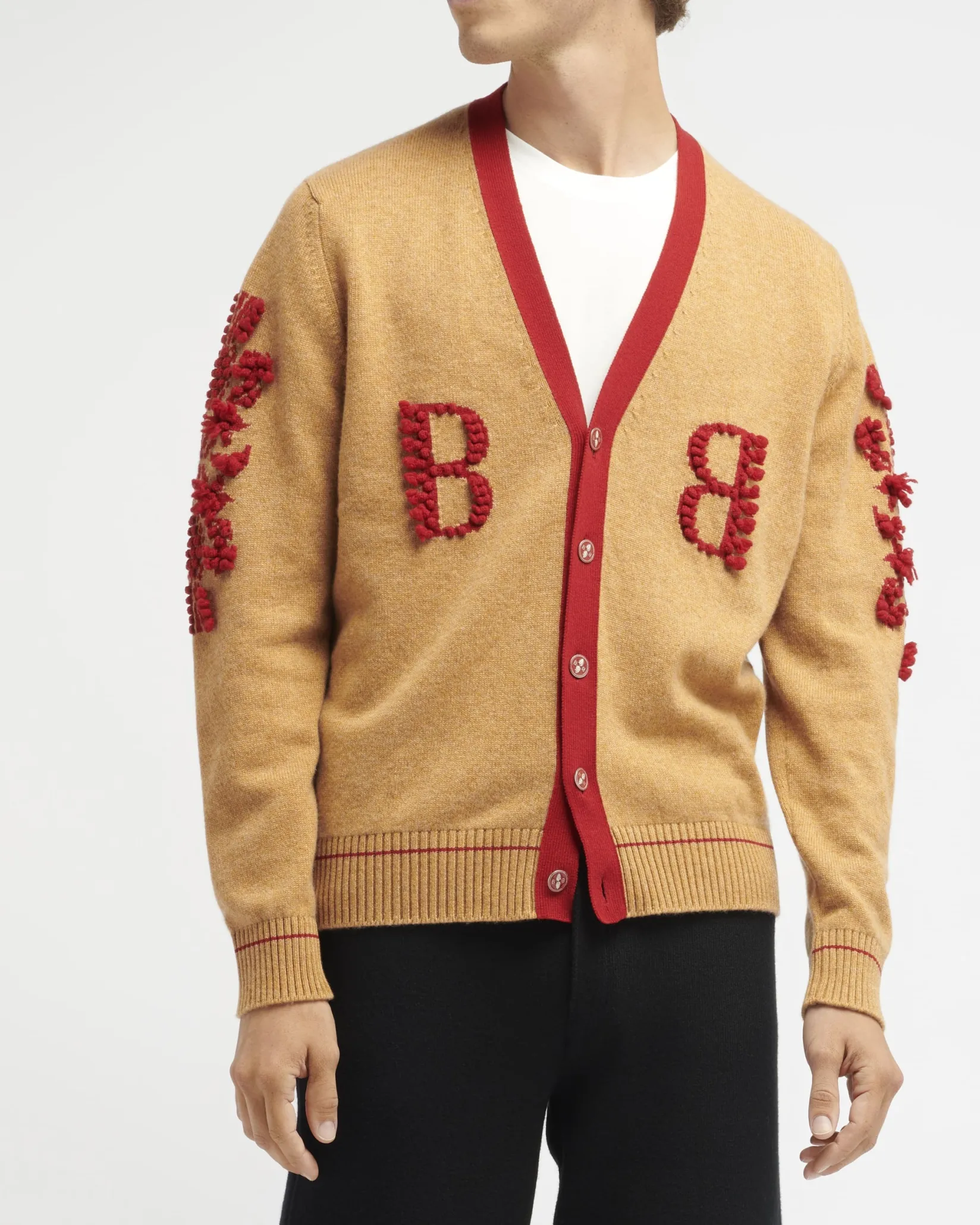 Barrie 3D logo V-neck cashmere cardigan