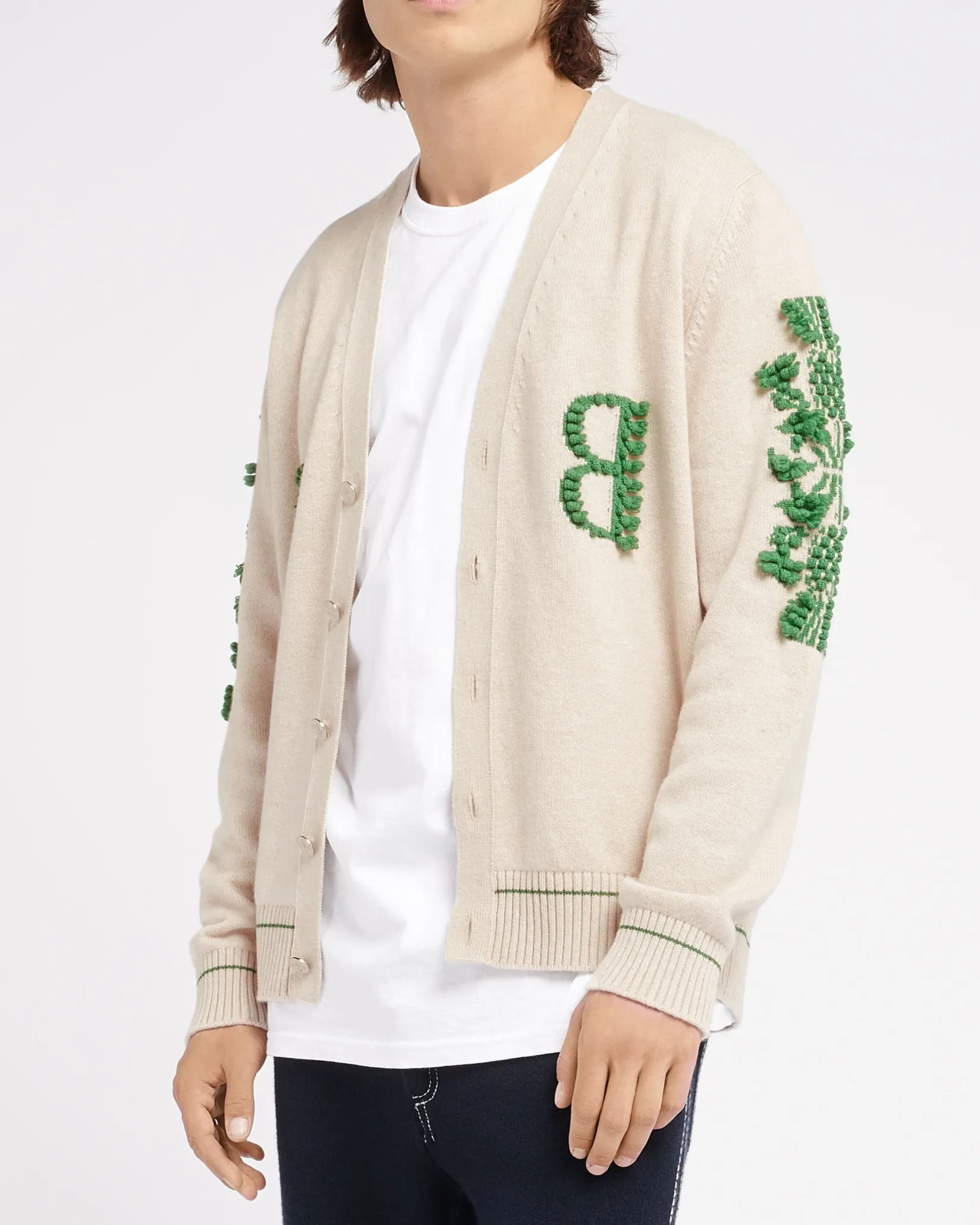 Barrie 3D logo V-neck cashmere cardigan