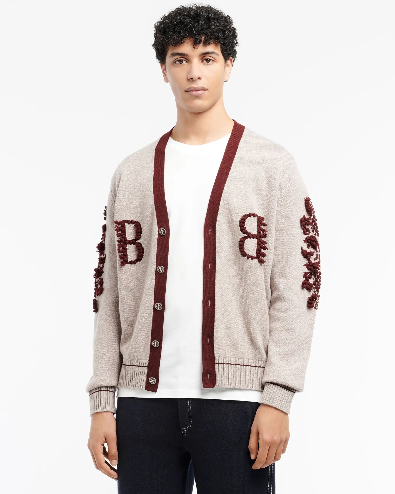 Barrie 3D logo V-neck cashmere cardigan