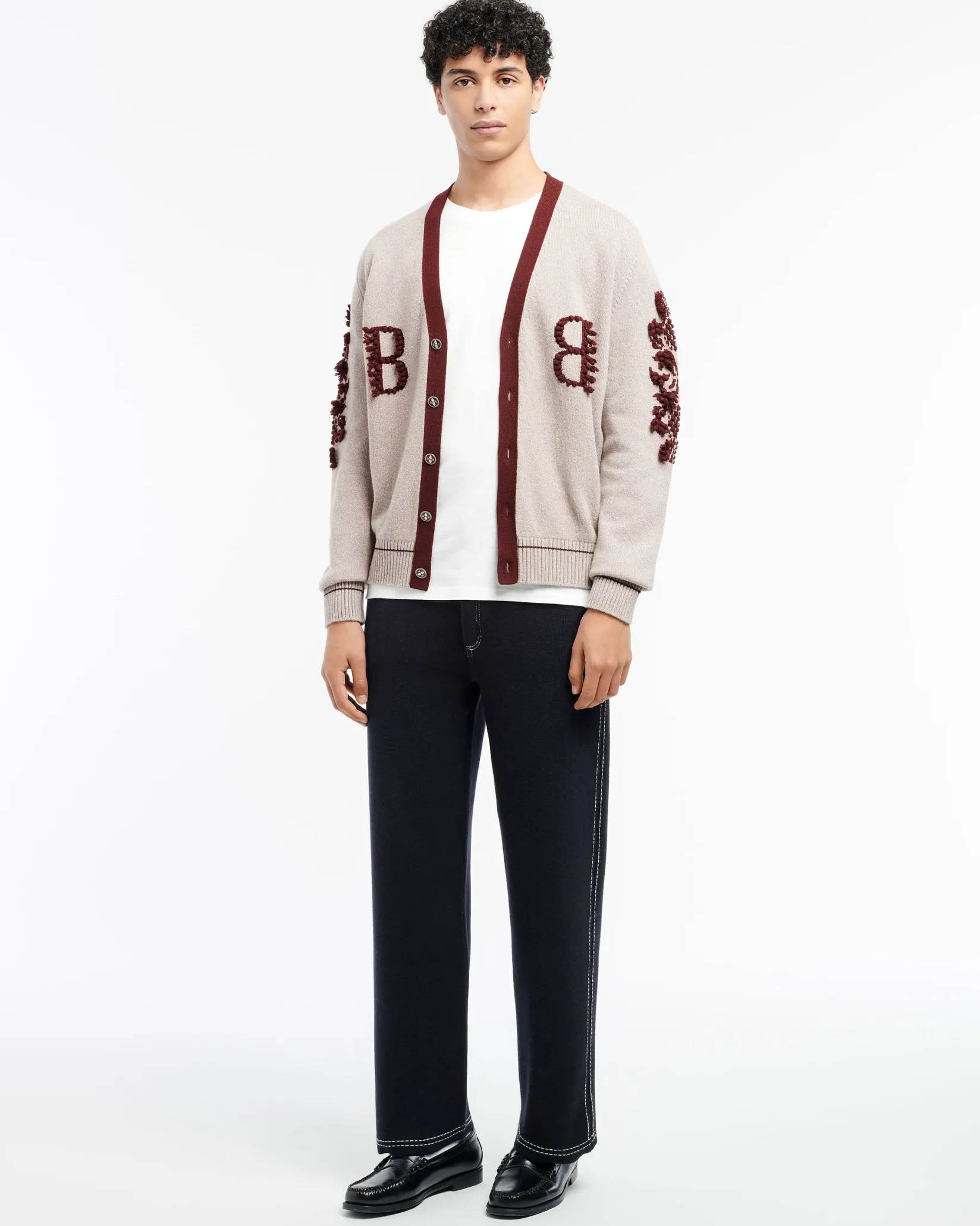 Barrie 3D logo V-neck cashmere cardigan