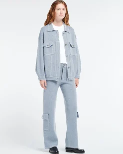 Women Barrie Denim cargo trousers in cashmere and cotton