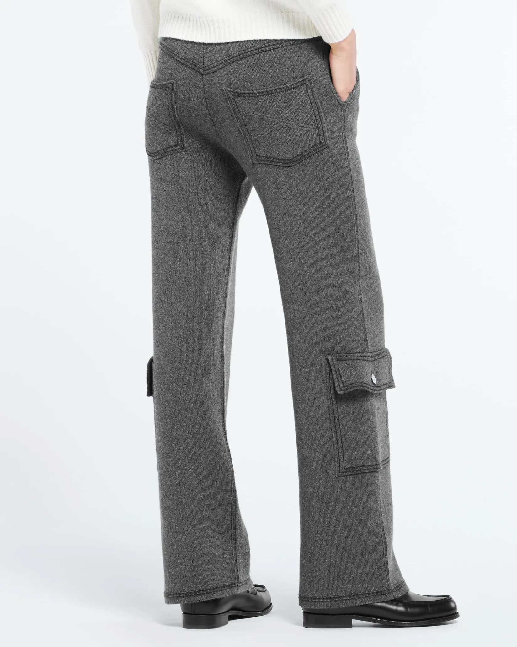 Women Barrie Denim cargo trousers in cashmere and cotton