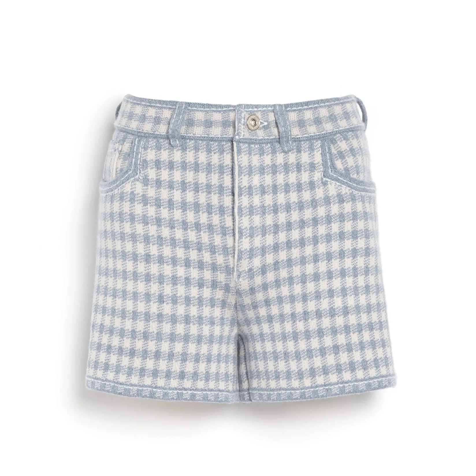 Women Barrie Denim cashmere and cotton shorts with gingham motif