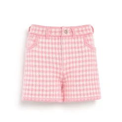 Women Barrie Denim cashmere and cotton shorts with gingham motif
