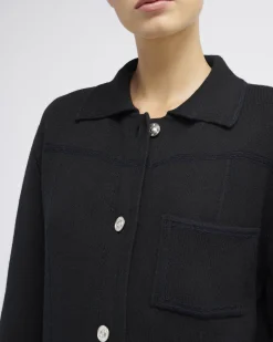 Women Barrie Denim cashmere and cotton long jacket