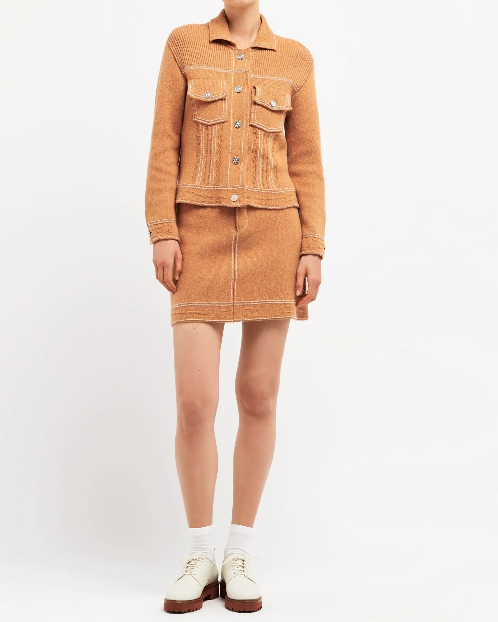 Women Barrie Denim cashmere and cotton skirt