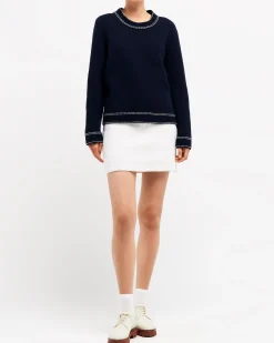 Women Barrie Denim cashmere and cotton jumper